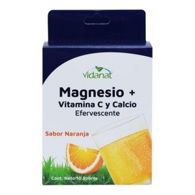 MAGNESIO VITAMINA C Y CALCIO EFERVESCENTE 10 SOBRES VIDANAT